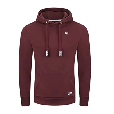 Afbeelding van Riverso RIVLinus Hoodie sweatshirt pullover capuchon kangoeroezakken regular fit effen katoen grijs bruin groen rood blauw zwart S M L XL 2XL 3XL 4XL 5XL, Port Red (15400),