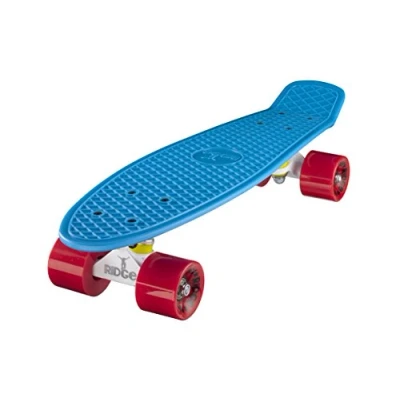 Afbeelding van Ridge Skateboard 55cm Mini Cruiser Retrostijl: Ltd Edition oksels, compleet U gemonteerd en blauw wit rood, 56 cm