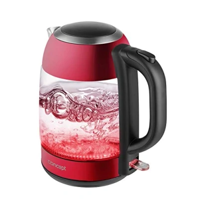 Afbeelding van Concept RK4081 waterkoker 1,7 l Zwart, Rood, Roestvrijstaal, Transparant 2200 W