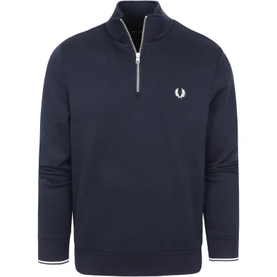 Afbeelding van Fred Perry Half Zip Trui Navy Blauw maat 3XL Heren Schipperstrui met Regular fit Pasvorm Polyester