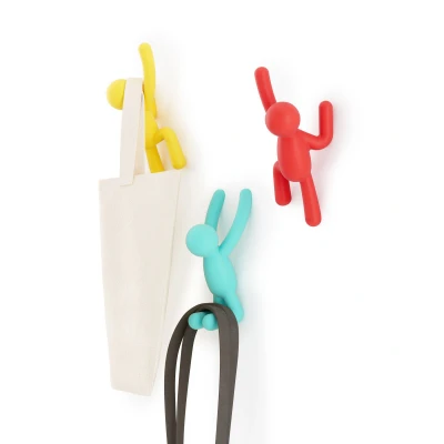 Afbeelding van Umbra Ophanghaak Buddy Set Van 3 Stuks Rood , Blauw Geel Circa16x7cm