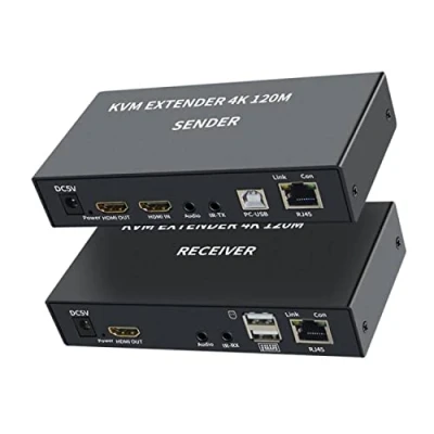 Afbeelding van KVM Extender 4K 120M ONTVANGER, HDMI via Cat5e/6 Ethernet kabel 120 m USB Video Audio Zender Ontvanger Ondersteuning Toetsenbord Muis