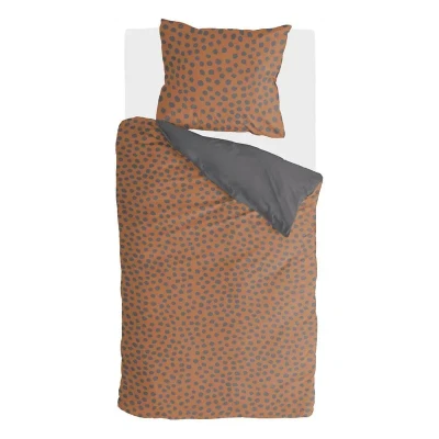 Afbeelding van Walra Dekbedovertrek Spots &amp; Dots Cognac 140x220 cm 1 Persoons Dubbele doorlopende instopstrook 100% Renforcé katoen