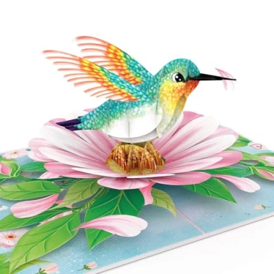 Afbeelding van papercrush® Pop up kaart Kolibrie 3D verjaardagskaart met vogel en bloemen voor vrouw, vriendin moeder, wenskaart verjaardag Moederdag, als herstelkaart, bedankkaart of moedermaker