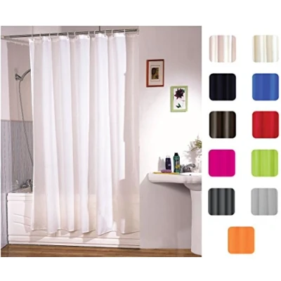 Afbeelding van MSV 12 anti schimmel douchegordijn &quot;Wit&quot;, antibacterieel, wasbaar, waterdicht, inclusief douchegordijnringen, polyester, 180 x 200 cm