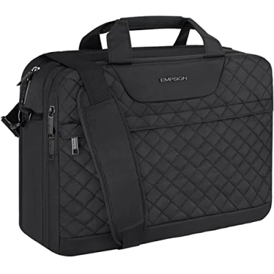 Afbeelding van EMPSIGN 17,3 inch laptoptas, laptoptas voor dames, grote computertas, zakelijk kantoor, reizen, waterafstotende damesaktetas, schoudertas met RFID zakken, zwart