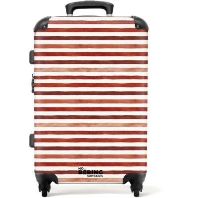 Afbeelding van NoBoringSuitcases.com Grote koffer Strepen patroon rood Kinderkoffer geschikt voor jongen en meisjes Reiskoffer met 4 wielen Trolley op wieltjes Rolkoffer groot kinderen 72 liter Ruimbagage valies 20kg