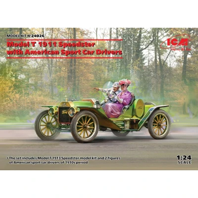 Afbeelding van 1:24 ICM 24026 Model T 1913 Speedster with American Sport Car Drivers Plastic Modelbouwpakket