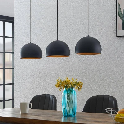 Afbeelding van Lindby hanglamp 3 lichts Staal H: 20 cm E27 zwart, goud
