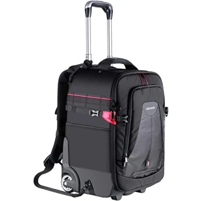 Afbeelding van Neewer 2 in 1 rollend camera rugzak trolley hoes anti schok afneembaar gewatteerd vak, verborgen pull bar duurzaam waterdicht voor statief flitslicht lens laptop