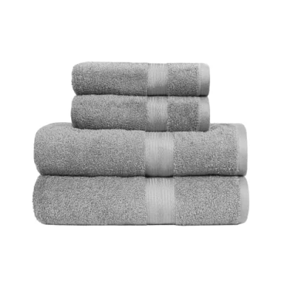 Afbeelding van Amazon Basics Badhanddoek en handdoek, 4 stuks (2 badkamers 2 handen), 60 x 70 cm van 100% katoen, kleurecht, grijs