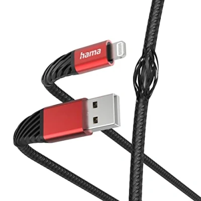 Afbeelding van Hama Oplaadkabel Extreme Usb A Lightning 1,5 M Nylon Zwart/Rood