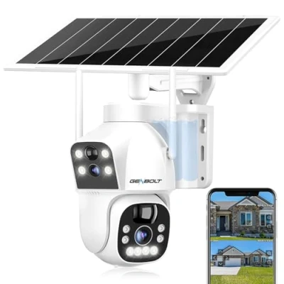 Afbeelding van GENBOLT Solar Beveiligingscamera Buiten WiFi Draadloos, 8W 12000mAh Batterij Accu CCTV Bewakingscamera WiFi, IP Camera Security Outdoor Dual Lens, Kleur Nachtzicht, Automatisch Volgen en PIR Detectie
