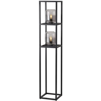 Afbeelding van Freelight Vloerlamp Dentro H 157 cm rook glas zwart