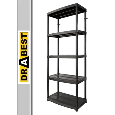 Afbeelding van Drabest kunststof opbergrek met 5 niveaus rekken voor opslag voorraadkasten opbergplanken garage en kelder 180x74x40cm 50kg per plank