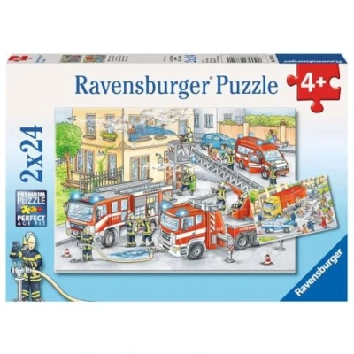 Afbeelding van Ravensburger puzzel Helden aan het werk Twee puzzels 24 stukjes kinderpuzzel