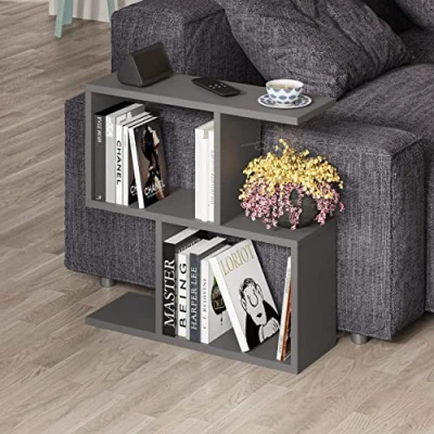 Afbeelding van HOCUS PICUS Bijzettafel met 2 niveaus, veelzijdige C tafel, 60 x 20 cm, organizer voor planken, kantoor, woonkamer, eindbureaustandaard (antraciet)