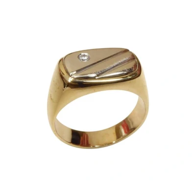Afbeelding van Christian bicolor gouden cachet ring met diamant