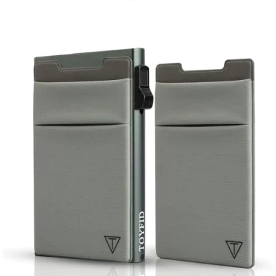 Afbeelding van TOYFID Pop up Portemonnee voor heren, B, grijs, small, Slanke Minimalistische Creditcards