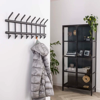 Afbeelding van Hoyz Kapstok Industrieel met 16 haken Grijs Wandkapstok 90cm breed Snelle Montage