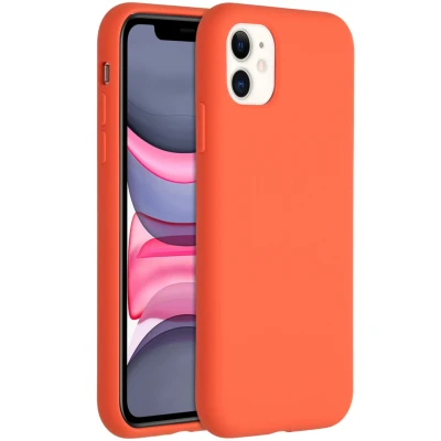 Afbeelding van Apple iPhone 11 Hoesje Siliconen en TPU (zacht) Accezz Softcase/Backcover Oranje Telefoonhoesje