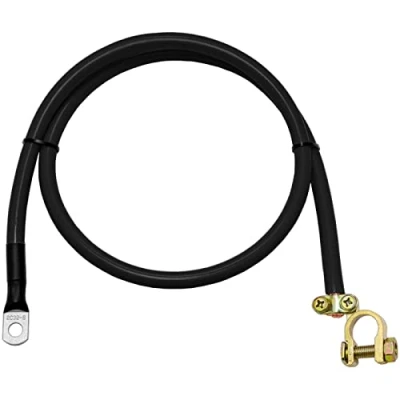 Afbeelding van Lumonic 50cm accukabel grondkabel met 50mm² doorsnede zwart automotive stroomkabel buisvormige kabelschoen M8 + poolklem DIN gecertificeerde g