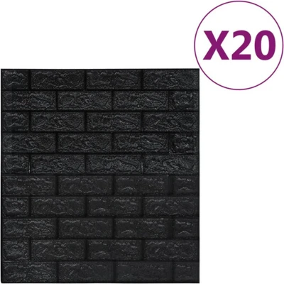 Afbeelding van vidaXL 3D behang zelfklevend 20 st bakstenen zwart