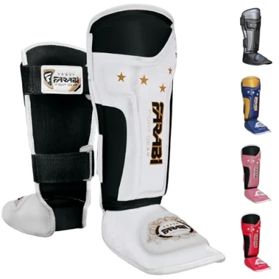 Afbeelding van Farabi Kids Scheenbeschermer Instep T Tech Kickboksen Muay Thai MMA (Wit 1)
