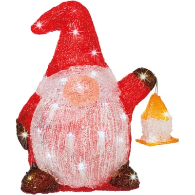 Afbeelding van Lumineo Kerstverlichting figuur gnome/dwerg 17 x 25 29 cm LED decoratie kerstfiguren