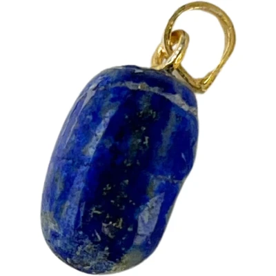 Afbeelding van Lapis Lazuli geboorde hanger verguld
