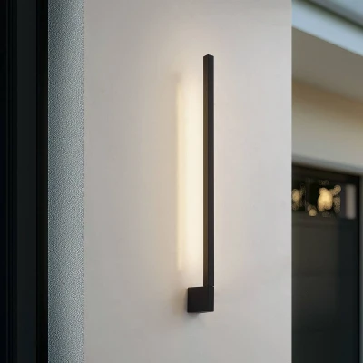 Afbeelding van Lindby LED wandlamp Neano, 80cm, zwart, metaal, IP54