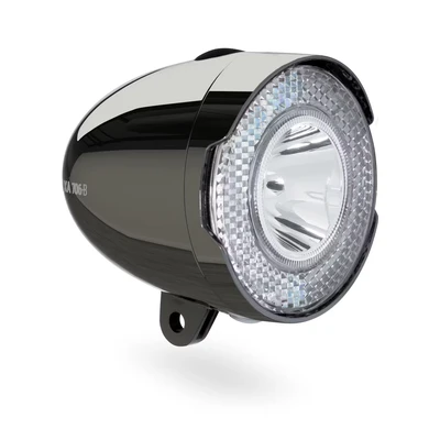 Afbeelding van AXA koplamp 706 Battery 15 lux Dark chrome 4x AAA
