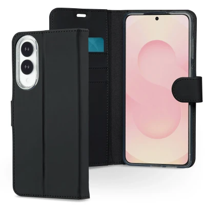 Afbeelding van Samsung Galaxy S25 Edge Hoesje Kunstleder Accezz Bookcase Zwart Telefoonhoesje