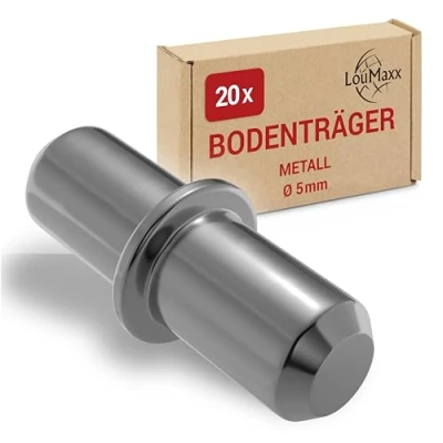 Afbeelding van LouMaxx Bodemdrager, 5 mm, 20 stuks met ring voor boring, plankhouder, plankdrager, van massief staal, vernikkeld