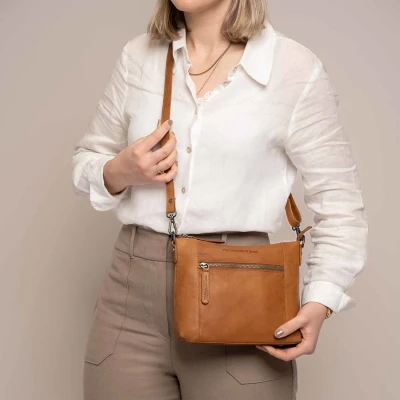 Afbeelding van The Chesterfield Leren Schoudertas Faro Cognac