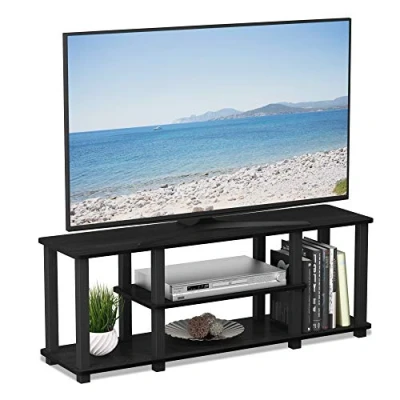 Afbeelding van Furinno TV standaards zonder gereedschap, Hout, Americano/Zwart, one size