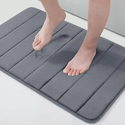 Afbeelding van Traagschuim Badmatten, absorberend, antislip, wasbaar, 40 x 60 cm, donkergrijs