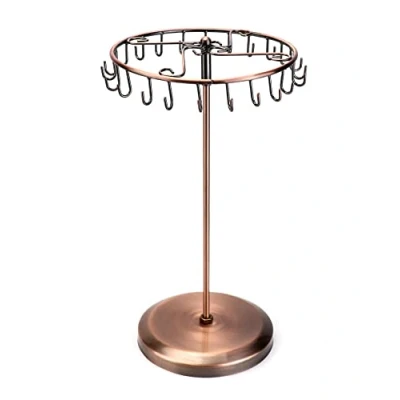 Afbeelding van Draaibare sieradenstandaard met 23 haken, sieradenboom hangende kettingen opbergruimte voor en armbanden, ringen oorbellen, H34,8 x B20,5 cm