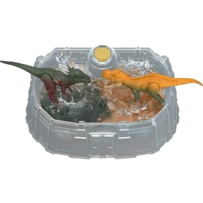 Afbeelding van Mattel Jurassic World Dino Reveal Set van 2 speelgoed met gevechtsarena, warm water ontdekt volledige decoratie, kleurveranderingsspel, soorten variëren
