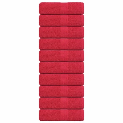 Afbeelding van vidaXL Gastendoekjes 10 st 30x50 cm 360 g/m² 100% katoen rood