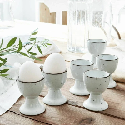 Afbeelding van LOBERON Eierdop set van 6 Biarré wit