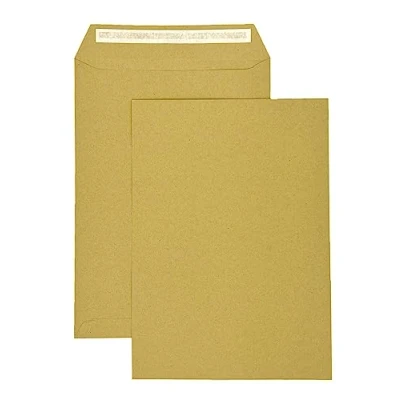 Afbeelding van PAKNOR® enveloppen, 50 x bruine DIN C4, 229 324 mm, 90 g, enveloppen zonder venster, rechte klep, hechting, grote brief, A4,