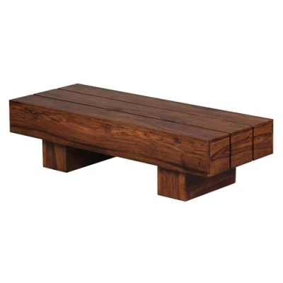 Afbeelding van FineBuy Koffietafel Massief Sheesham Hout 120 x 30 45 cm Salontafel Bruin Rechthoekige Tafel Woonkamer Moderne Houten Bijzettafel