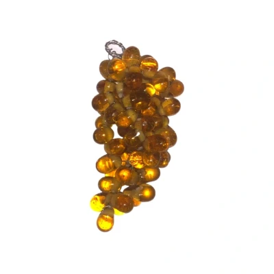 Afbeelding van Decoratie Druiventrosjes Glas Set 4 stuks Helder Bruin 4x2 cm