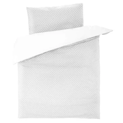 Afbeelding van Fillikid Baby Dekbedovertrek 80x80cm &amp; Kussensloop 35x40 cm voor Ledikant, Box, Wieg, Campingbedje Dekbedovertrekset Babyledikant 100% Katoen Oeko Tex Getest Grijs Stippen