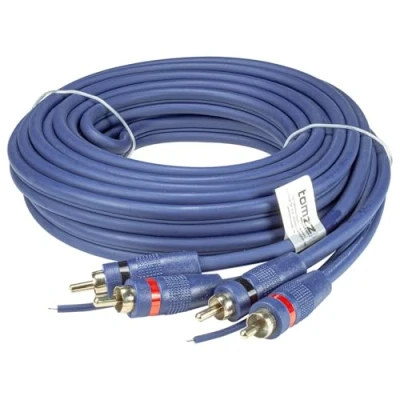 Afbeelding van tomzz Audio 5500 001 Professionele RCA cinchkabel 5m, 2 voudig afgeschermd, blauw, met afstandsbedieningskabel