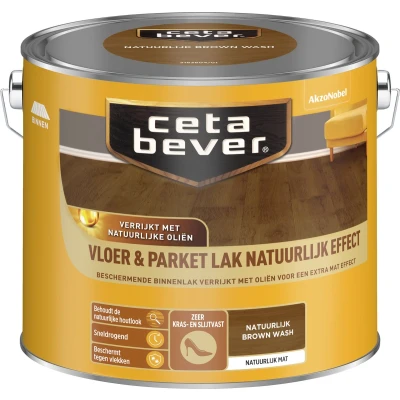 Afbeelding van cetabever vloer en parketlak natuurlijk effect brown wash 2.5 ltr