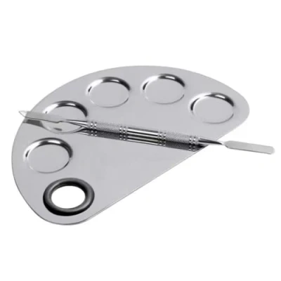 Afbeelding van Tsathoggua Professionele make up palet en spatel, upgrade mixing palet, roestvrij staal cosmeticapalet met spatel voor het mengen van cosmetica of nagelkunst