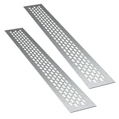 Afbeelding van sossai® aluminium ventilatierooster Alucratis (2 stuks) Rechthoekig afmetingen: 44 x 6 cm Kleur: inox afvoerluchtrooster