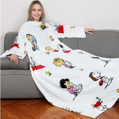 Afbeelding van KANGURU Deluxe knuffeldeken van fleece, polyester, witte mouwen, 180 x 140 cm, 4 stuks